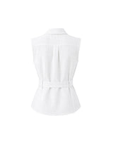 Celine Dot Scarf Linen Sleeveless Blouse White