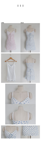 LACE COVER FLORET BUSTIER MINI DRESS (PINK, BLUE 2COLORS!)