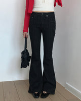 クランストライプ スパンデックス ブーツカット デニム パンツ