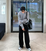  Isabelle Vienna V-Neck Loose Fit Ribbed Long Sleeve Knit