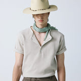 western yoke waffle henley neck half sleeve slate