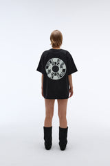 EEERRR レコードアートワークダメージウォッシングTシャツ (ブラック)