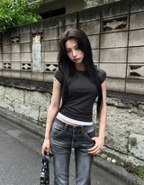 Cap Sleeve Contour U-Neck Slim Top
