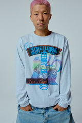Street league artwork damage washing over-crop fit long sleeve (Melange)