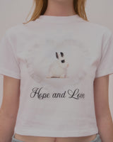 ハートラビットクロップTシャツ-WHITE