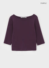 [B-BASIC] Standard Boat Neck 7/8 Sleeve T-Shirt 2SIZE
