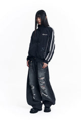 Dirty Nylon Piping Track Jacket - Black