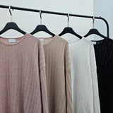 LMN Frei a ribbed bone Boxy Fit Long Sleeve (4 colors)