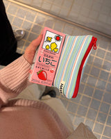 マルチストライプ フラットポーチ - ブルー, Mサイズ