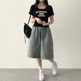 ローブレタリングスクエアネックショートスリーブTシャツ
