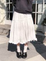 Madeleine Pleated Frill Tiered Midi Skirt (3color)