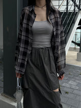 Loose fit see-through check shirt male (2 colors)