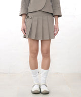 BUTTON WRAP MINI SKIRT - TAUPE GRAY