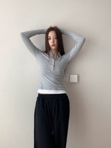 べーススパンデックスラウンドロングスリーブTシャツ