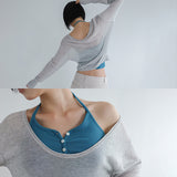 [Eriton] Deep U-Neck Linen Summer Sheer Knit - 3 color