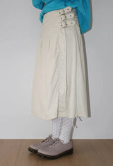 CORDUROY BUCKLE WRAP SKIRT
