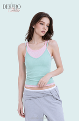 Cozy Mint Dot Pink Sleeveless T-shirt