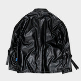 glossy strap shirt_black
