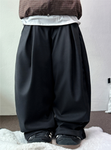 TWO PINTUCK WODE SLACKS LONG PANTS 🩶🖤🤎3COLOLR