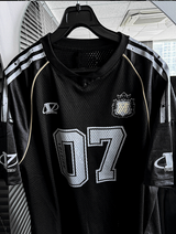 Matte Black & Silver White Mesh Track Short-Sleeve Tee