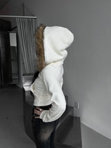 slim fur hood zip-up (fleece-lined / 3color)