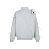 13DE MARZO Bear Lacy Knot Zip Sweatshir
