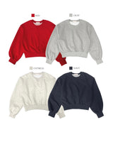 Burnt Overfit Balloon Crop Sweatshirts 4C