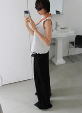 [with cup] TWO TONE HALTER TOP