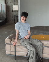 Beryl Lettering Ribbed Short Sleeve T-shirt