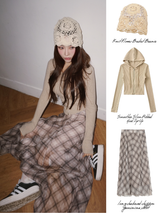 Long Check Chiffon Sharalla Skirt