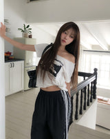 Ruffy Lace Track Nylon Pants