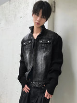 ブラックデニムニットジャケット