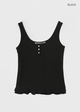 [MADE] Forpoon Frill Henley Neck Sleeveless Top