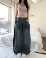 キニー アジャストピンタックデニムパンツ