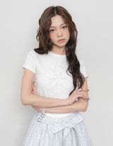 DELAY OFF レースクロップTシャツ (ホワイト)