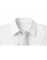 Celine Dot Scarf Linen Sleeveless Blouse White