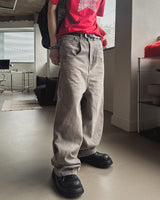 Grain Stud Washed Wide Denim Pants
