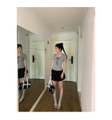ribbon frill sweet short-sleeved knitwear