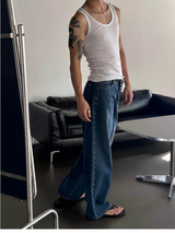 [Unisex] Stud wide denim pants