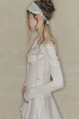 LACE BOATNECK TOP white