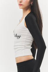 Love & Healthy ロゴノースリーブトップ White
