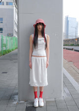 Stripe String Bucket Hat - Red