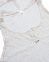 ethnic lace hoodie sleeveless / white