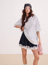 Lace Stripe Mix Slim Fit T-Shirt