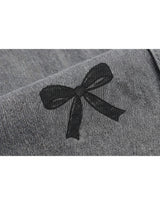 [PRE-FALL] Bella Ribbon Printed Straight Wide Grey Denim