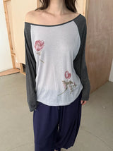  floral raglan T