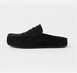 Suede Loafer Slides Black