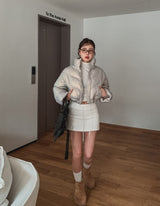 テリー2ウェイ斜め光沢クロップパディング