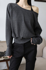 Soft button sleeve sweatshirt