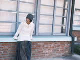 Mix Check Maxi Skirt / Navy